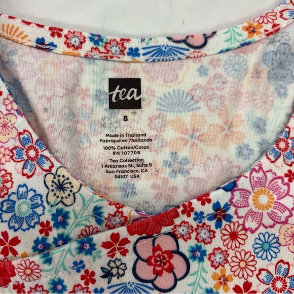 NEW Tea Collection Wrap Neck Dress Ditsy Sakura Floral Size 8 - Picture 3 of 5